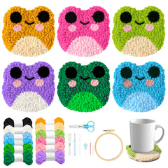 WATINC Frog Punch Needle Coaster Kit front view