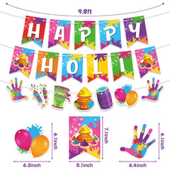 Holi party banners ready to hang on wall or window