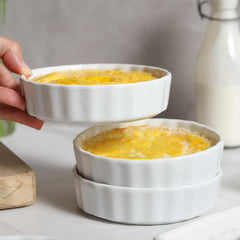 White baking dish for creme brulee pies and tarts