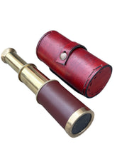 WAVE NAUTICAL brass pirates telescope 6 inch with leather box