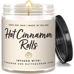 Wax & Wit Cinnamon Rolls Fall Candles 9oz jar with black lid