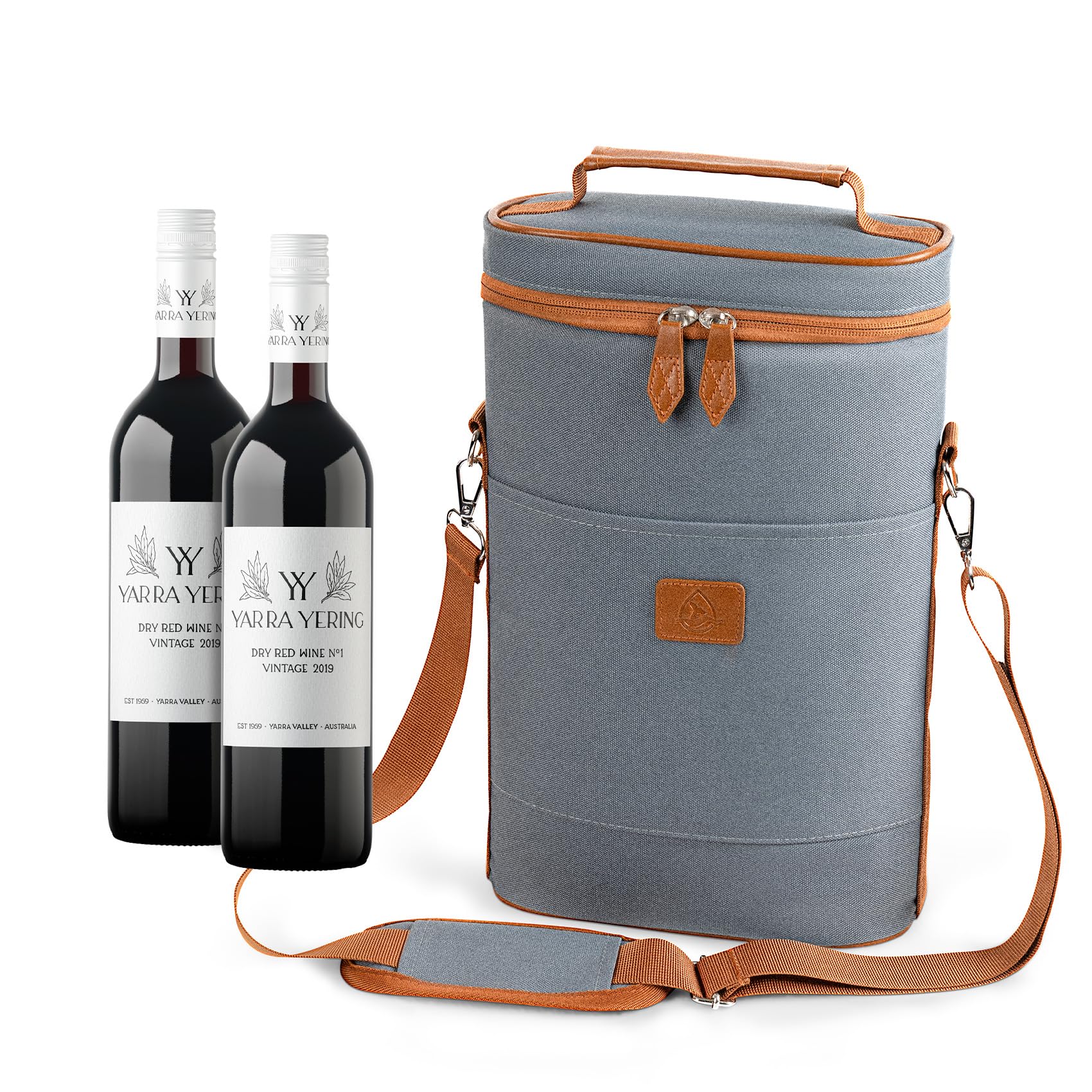 Waxed canvas wine bag tote exterior with durable waterproof fabric