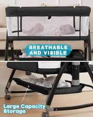 6 height adjustable bedside bassinet for different bed heights