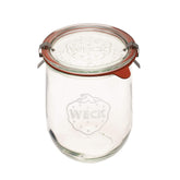 Clear glass Weck Tulip Jar 33.8 oz for pantry storage