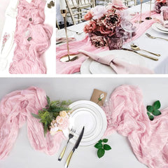Boho style cheesecloth fabric table runner suitable for bridal showers