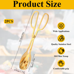Wedding party serving tongs gold finish
