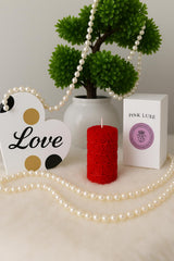 Red rose scented candle bridal shower display