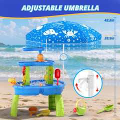 Durable water table with sand play and drain plug