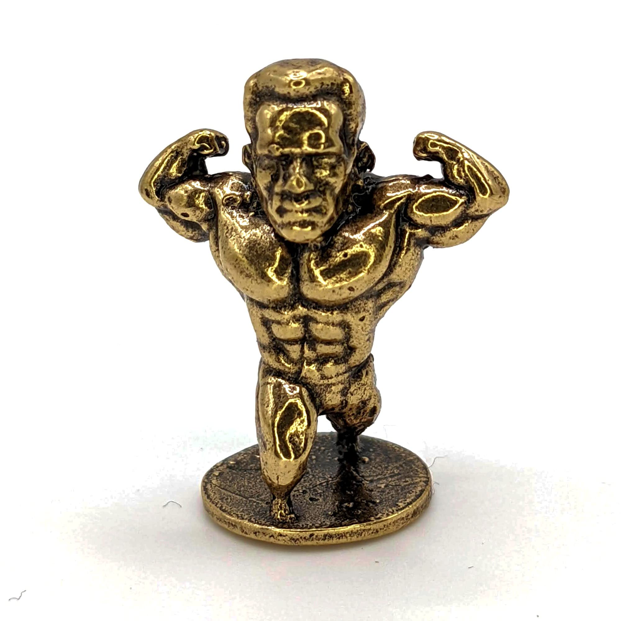 Weightlifter Sculpture brass miniature bodybuilder figurine front view