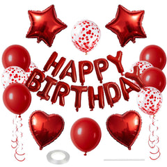 WEIKA 27 piece red birthday decorations kit with foil letters