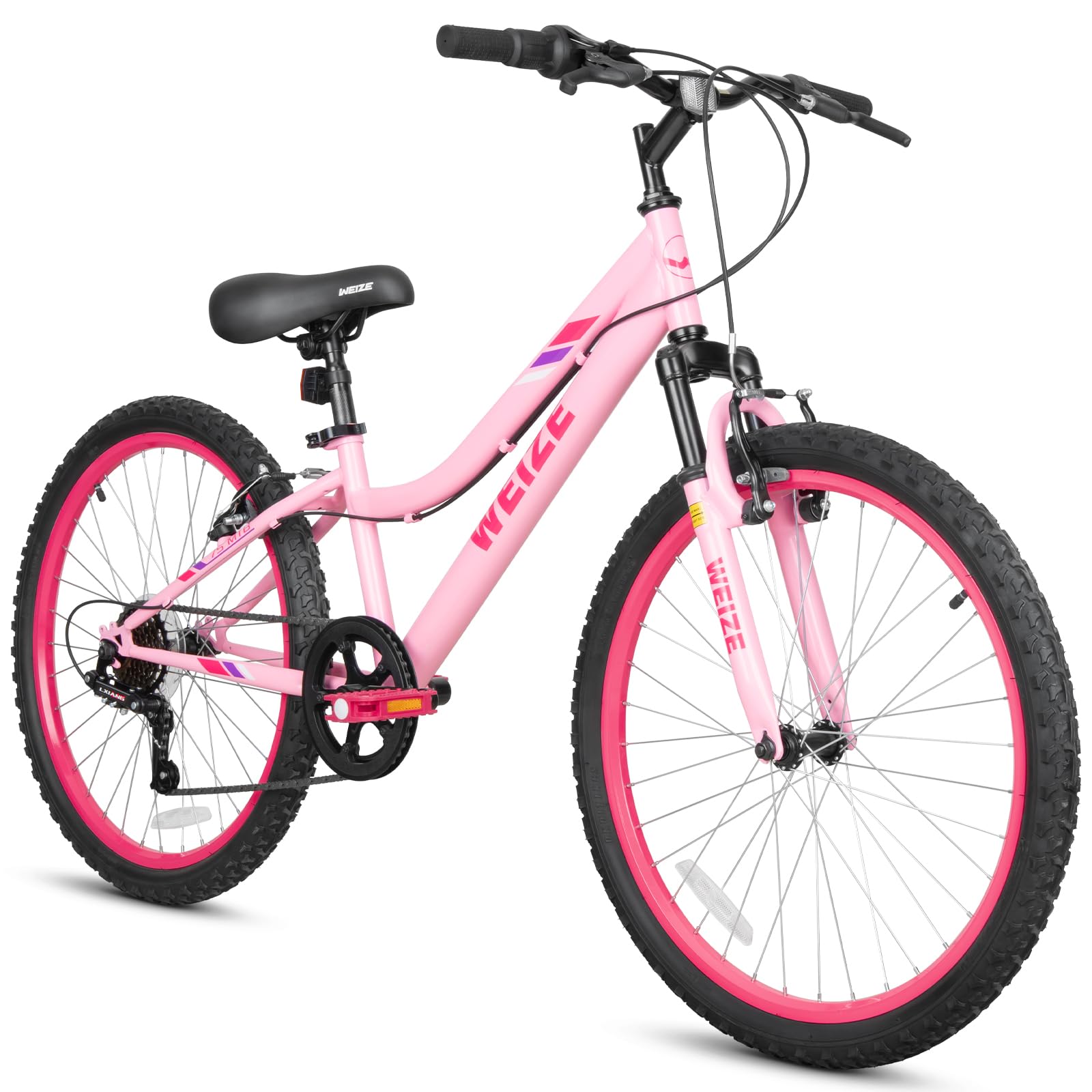 WEIZE 24 inch kid mountain bike pink front view