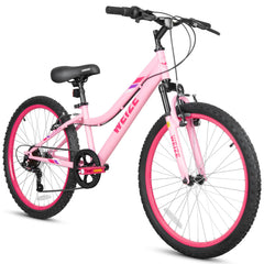 WEIZE 24 inch kid mountain bike pink front view