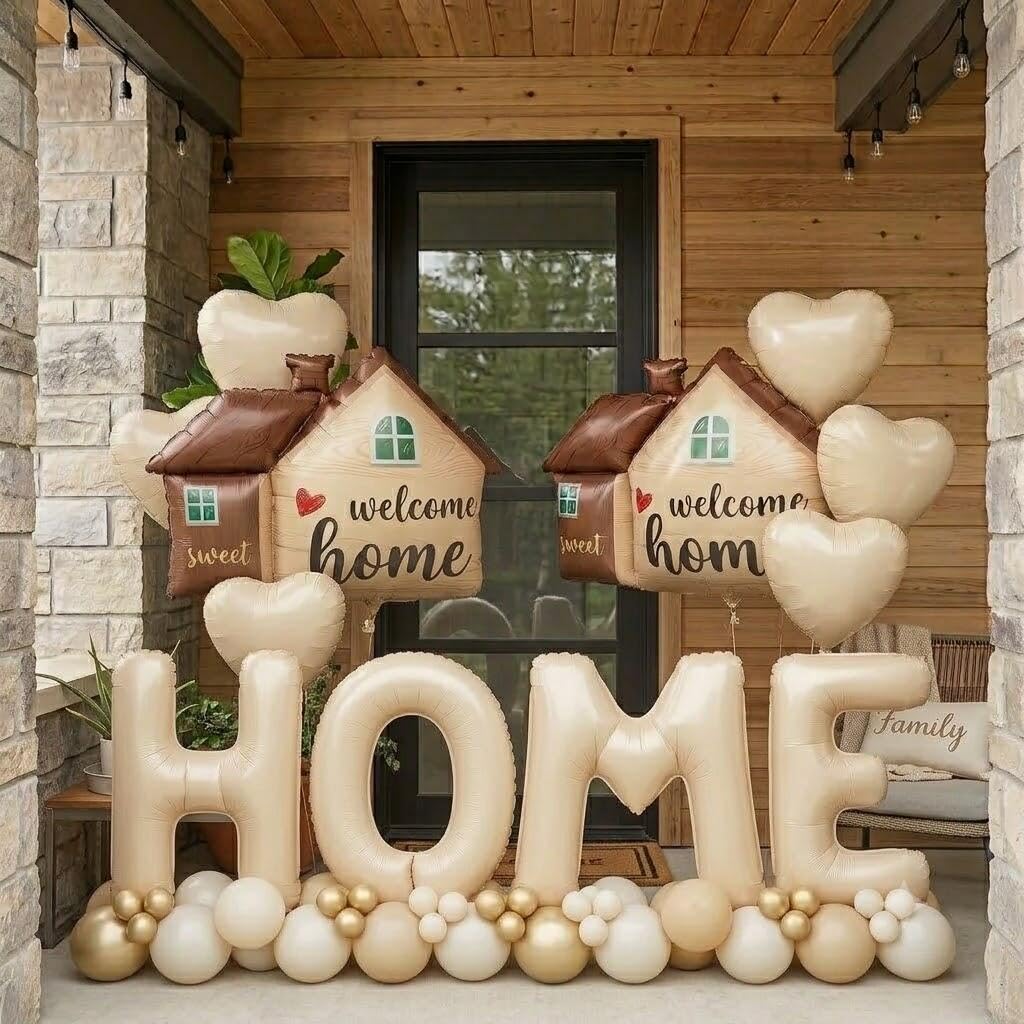 Welcome Home Decorations Foil Balloons Kit with 40-inch HOME letter balloons
