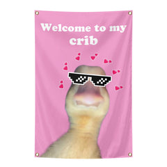 Welcome to My Crib Flag tapestry 2x3 ft on wall