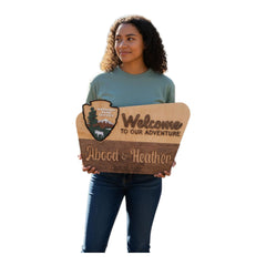 Welcome to Our Adventure wood sign with last name and date