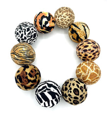 Set of 10 handmade 2 inch fabric wrapped balls zebra print