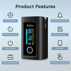 Wellue Bluetooth oximeter fingertip with app interface