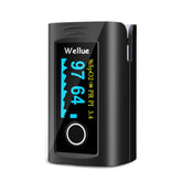 Wellue Fingertip Pulse Oximeter display showing oxygen saturation and pulse rate