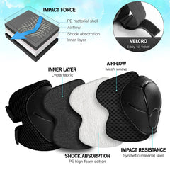 Size M Wemfg knee elbow wrist pads suitable for ages 7-13