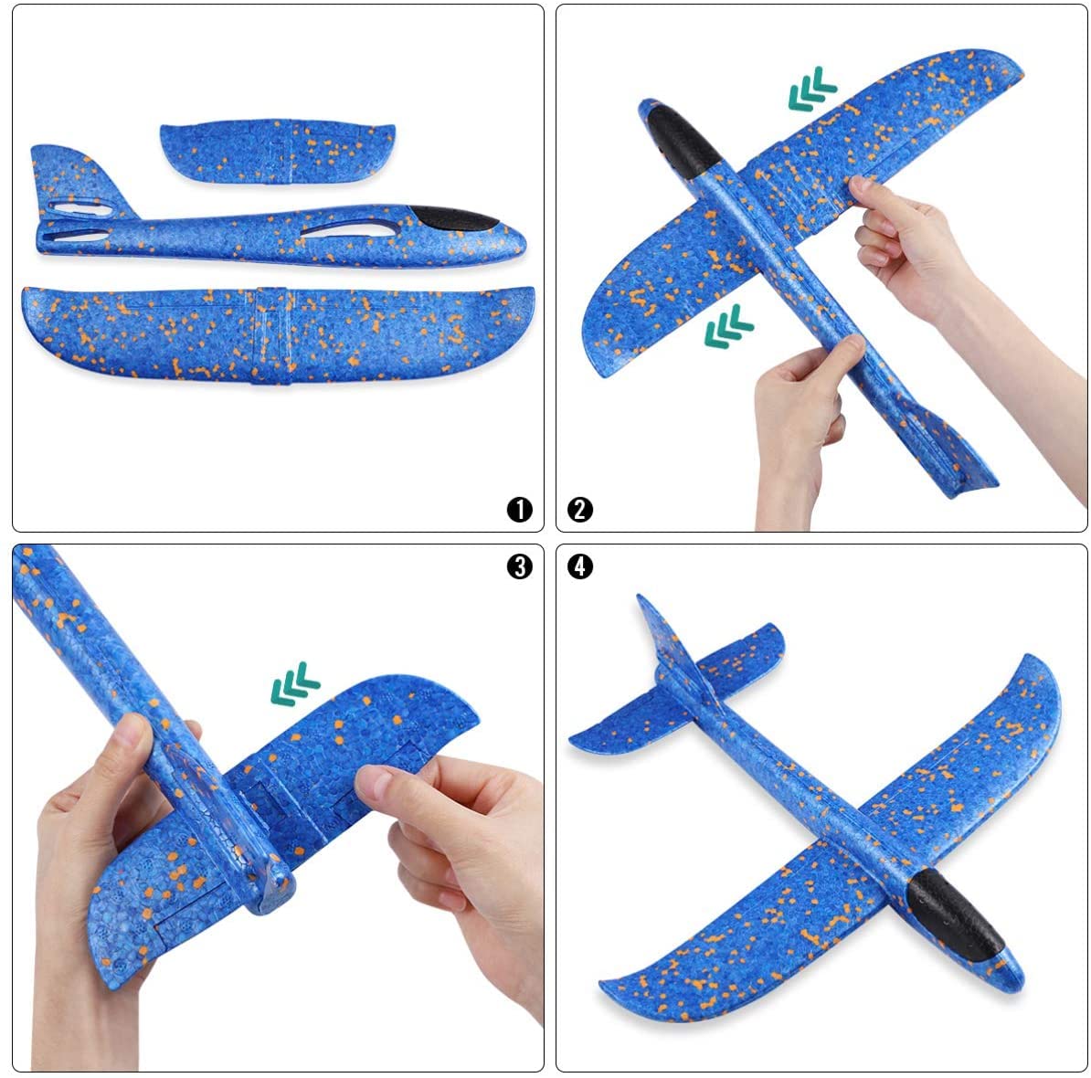 WenToyce throwing foam airplanes 4-pack in colors