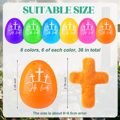 Colorful plastic Easter eggs and plush crosses Wettarn 36 pieces display