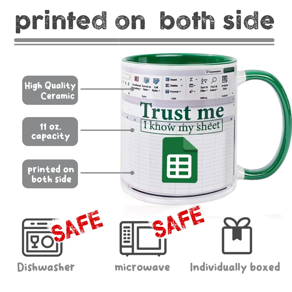 WFFW funny spreadsheet mug 11oz front view with glossy finish