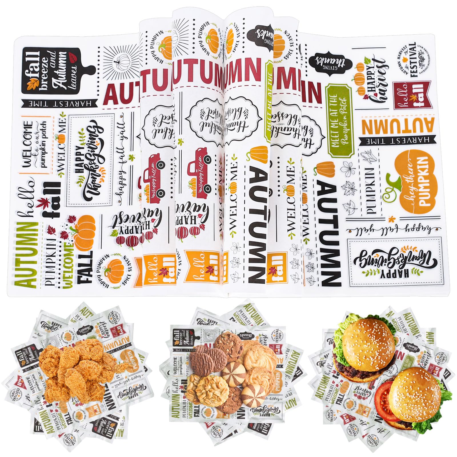 Whaline 200Pcs Fall Wax Paper Sheets 21x25 cm