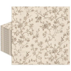 Whaline 50Pcs Floral Cocktail Napkins brown beige