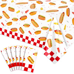 Whaline 6 Pcs Hot Dog Tablecloth 54 x 108 inches