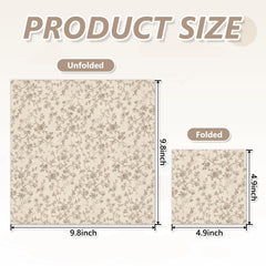 Brown beige floral napkins 5x5 folded 10x10 unfolded