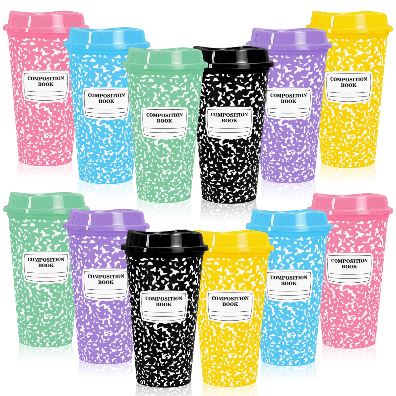 Whaline 12Pcs Teacher Appreciation Gifts Composition Notebook Coffee Cups 16oz set