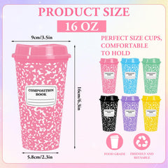 Whaline coffee cups with 12 lids pastel colors 16 oz