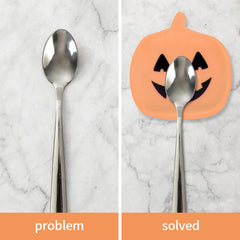 Whaline Halloween mini ceramic spoon rests purple pumpkin design