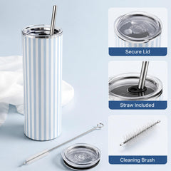 Six tumblers with lids straws and brushes Whaline set