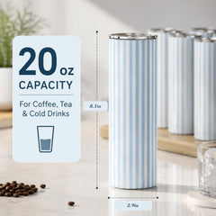 Stainless steel 20 oz tumbler with lid Whaline blue white
