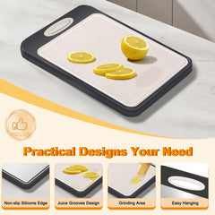 wheat straw side cutting board with deep juice groove
