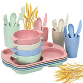 Wheat straw dinnerware set for kids with divided plates