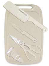 Wheaten 5in1 mini knife cutting board set with concealed storage behind board