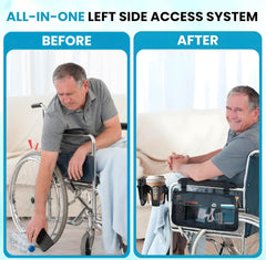 Wheelchair side bag with multiple pockets