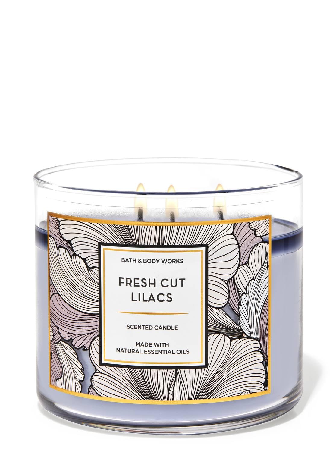 White Barn Bath & Body Works 3-Wick Scented Candle Fresh Cut Lilacs purple jar