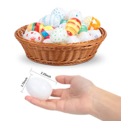 White blank plastic Easter eggs ready for DIY decoration