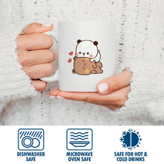 White ceramic mug 11oz panda design