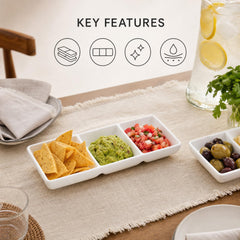 White ceramic snack tray for parties and gatherings