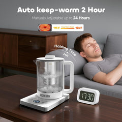 White glass kettle design for tea and coffee
