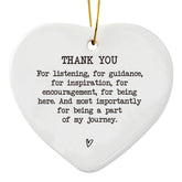 White heart ceramic ornament 3 inches