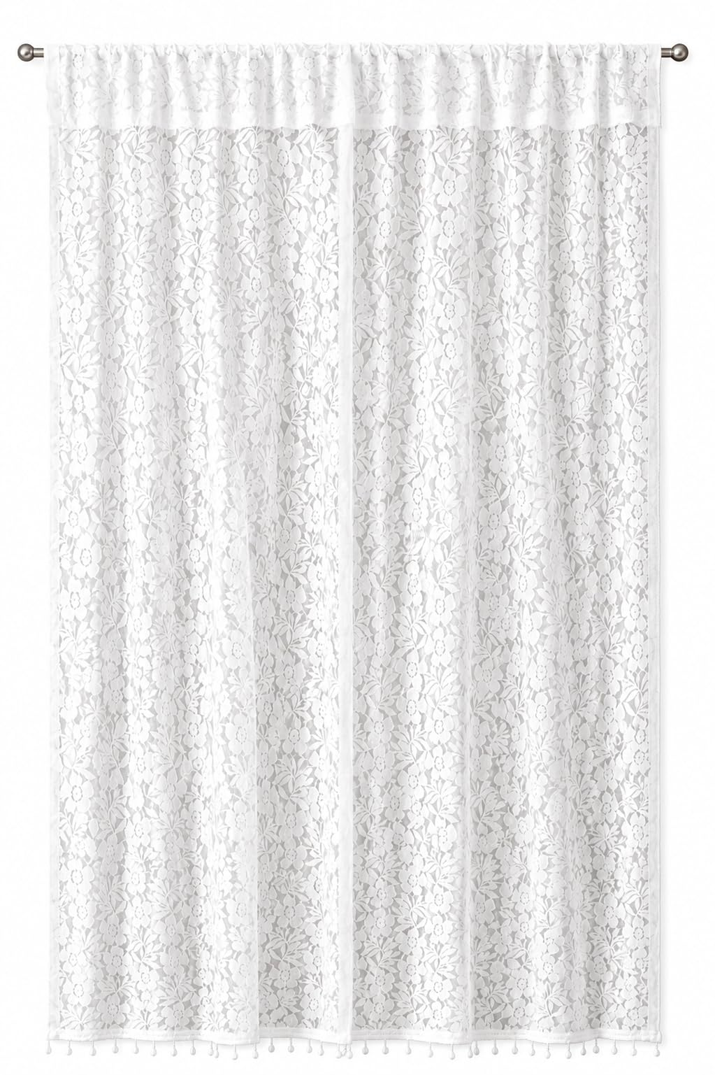 White Lace Window Curtain Long product image