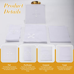 White linen altar cloth with cross embroidery image