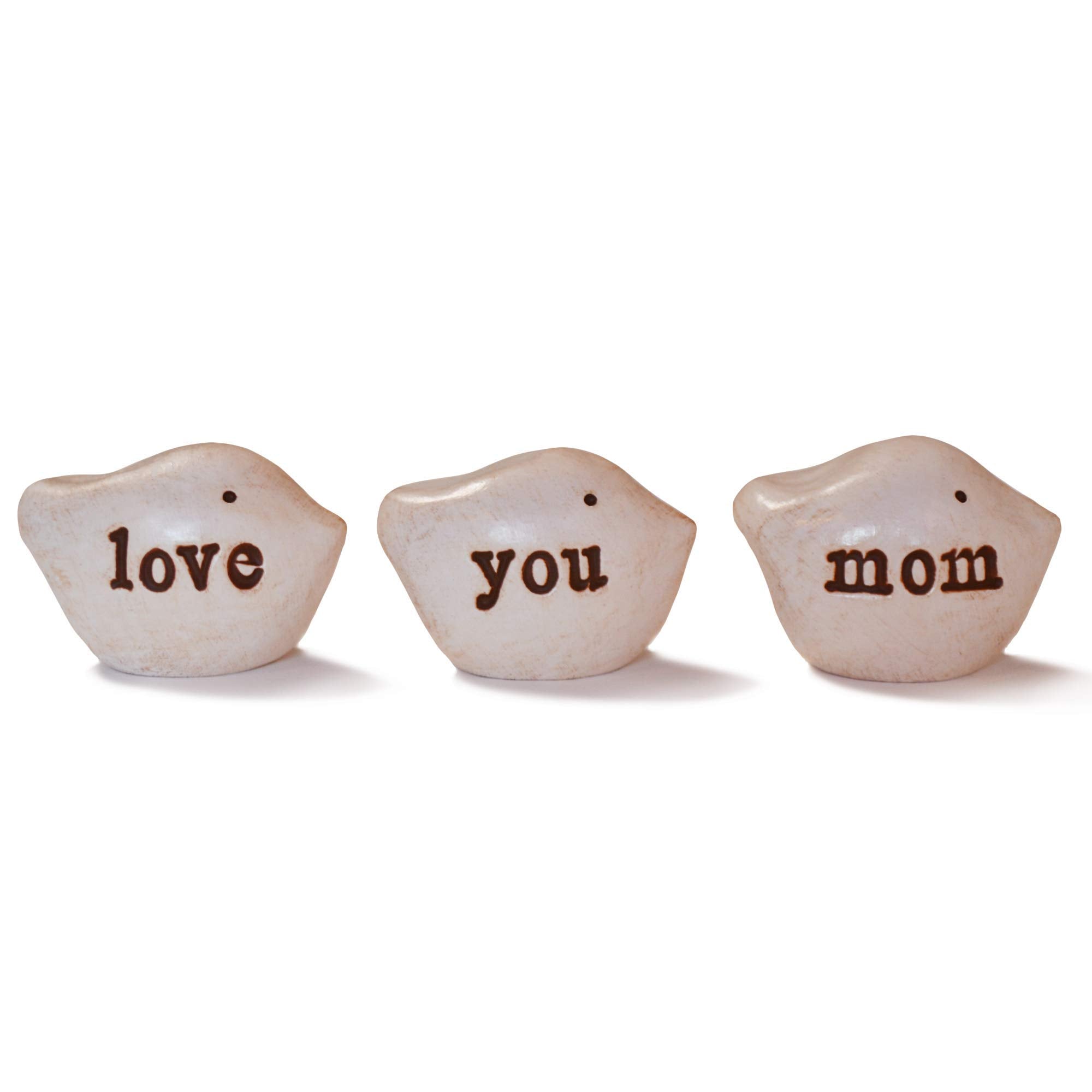 White Love You Mom Birds handmade decorative birds for gift