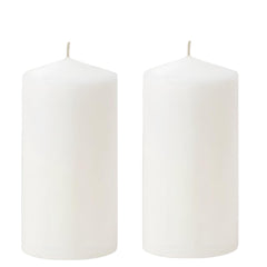 White pillar candle set of 2 unscented