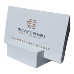 White quartz business card holder side profile